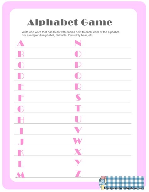 Free Printable Baby Shower Games A To Z Create And Edit Free