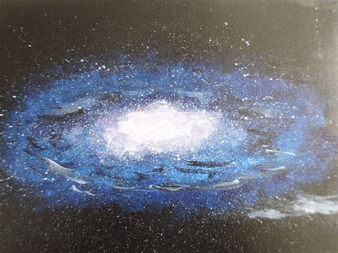Galaxy In Blue Acrylics On 9x12 Canvas Board Type Artwork Acrylic