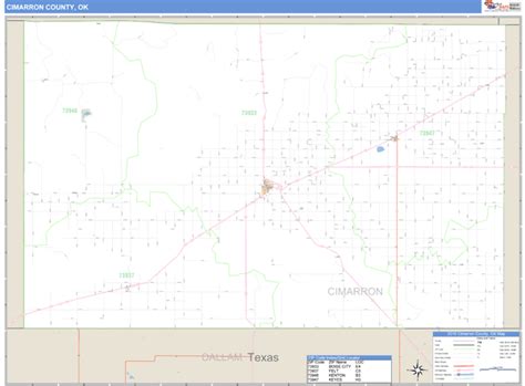 Cimarron County Oklahoma Zip Code Wall Map