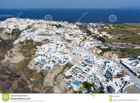 Aerial View Of Oia In Santorini Island Greece Stock Image Image Of