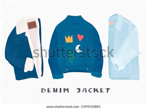 Various Denim Jean Jackets Hand Drawn Stock Vector Royalty Free