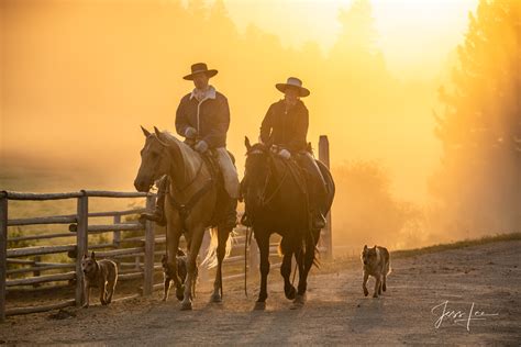 Cowboy And Cowgirl Riding At Sunrise Wyoming Usa Photos By Jess Lee