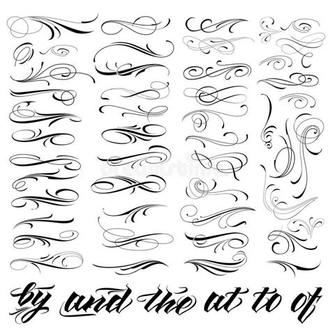 The Set Of Calligraphy Letters With Swirls And Curls On White
