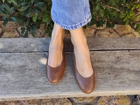 Chocolate Brown Leather Ballet Flats Ballerina Pumps Etsy