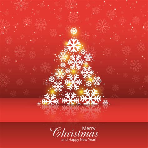 Snowflake Tree Merry Christmas Card Design Illustration 264523 Vector