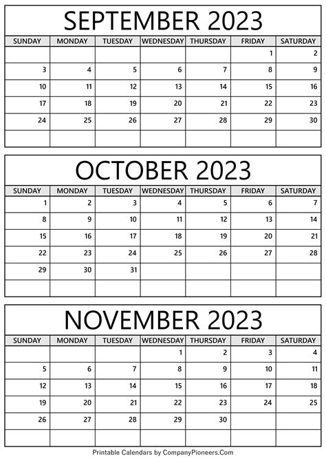 September October November Calendar 2023 Mobila Bucatarie 2023