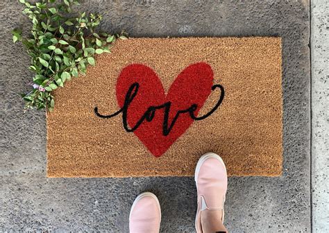 Love Heart Valentines Doormat Spring Doormats Nickel Designs