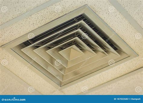 Air Duct In Square Shape On The Office Ceiling Air Condition Vent