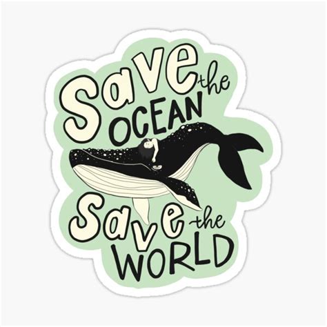 Save The Ocean Whale V2 Sticker By Mmindlin Redbubble