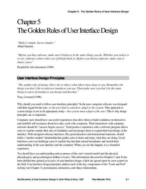 Pdf Chapter 5 The Golden Rules Of User Interface Design The Elements
