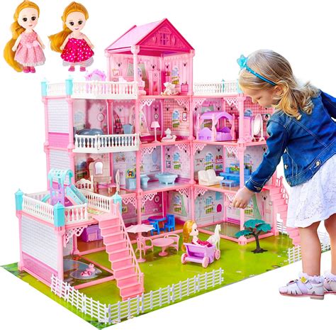 Unih Doll House Toys For 2 3 4 5 6 7 Year Old Girls Princess Dream House Toys With
