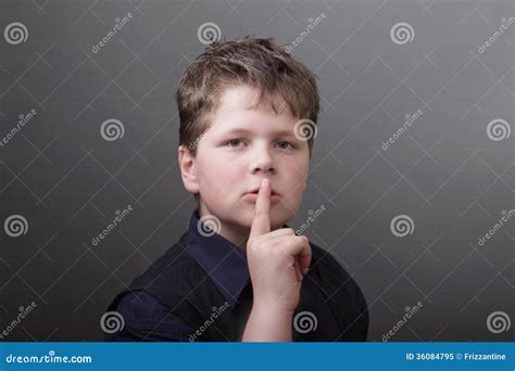 Psst Please Be Quiet Boy With Silence Sign Royalty Free Stock