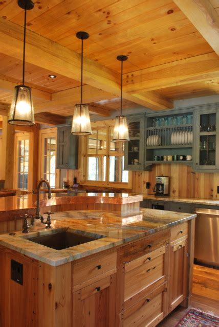 Timber Frame Lodge On The River Kitchen Cleveland By George