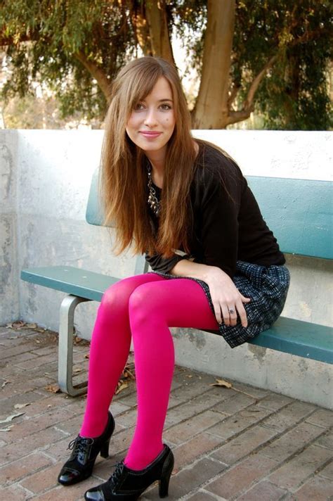 Fashion Look Book Bright Tights Colored Tights Outfit Pink Tights