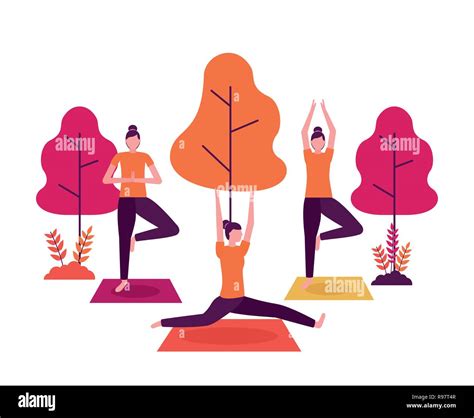 Cuerpo De Mujer Parque Actividad Yoga Ilustración Vectorial Imagen