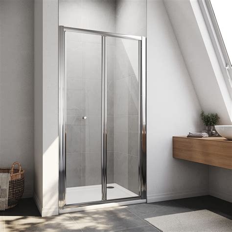 Buy Elegant 760mm Bi Fold Shower Door Saving Space Enclosure Glass Reversible Folding Door