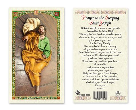 Our father who art in hiding, satoshi be thy name. Sleeping Saint Joseph Laminated Prayer Card — Catholic Online Shopping