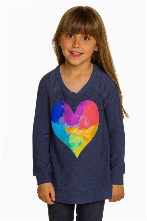 Chaser Rainbow Watercolor Heart Cozy Knit Pullover Basically Bows