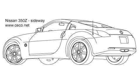Autocad Drawing Nissan 350z Sport Car Coupe Automobile Sideway 2 Dwg
