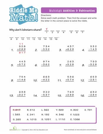 Math Riddles: Addition and Subtraction | Addition ...