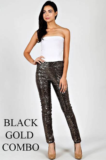 Black With Gold Sequin Leggings Longhorn Fashions