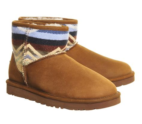 Ugg Wool Classic Mini Pendleton Boots In Chestnut Brown Lyst