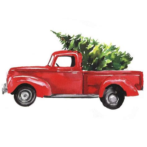 Red Pickup Truck With Christmas Tree Freddy Lowell