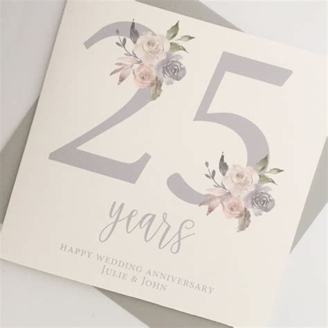 25th Anniversary Card Silver Wedding Anniversary Cards Etsy