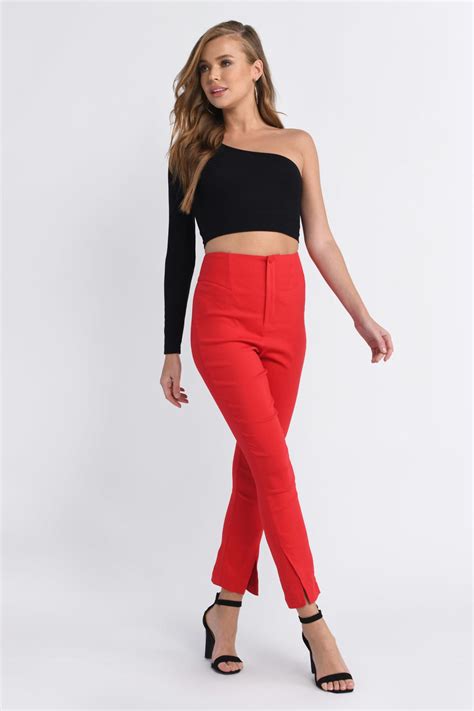 Red High Waisted Cargo Pants Furybaby