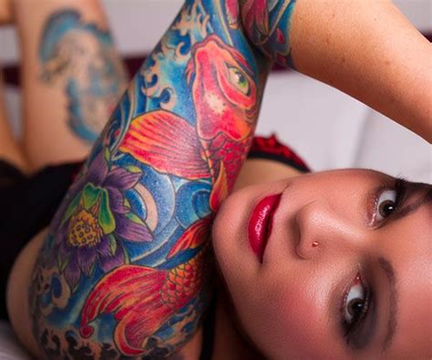 Stunning Sleeve Tattoo ~ The Girl Flaunts Her Vibrant And