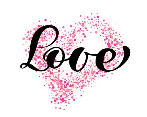 Vector Word Love Calligraphy Lettering On The Background Of Pink