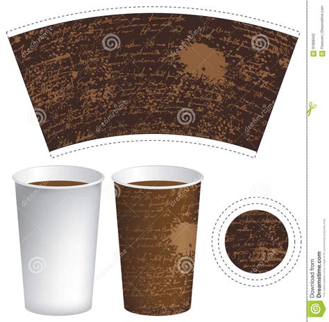 Template Paper Cup With The Texture Of Manuscript Stock Vector