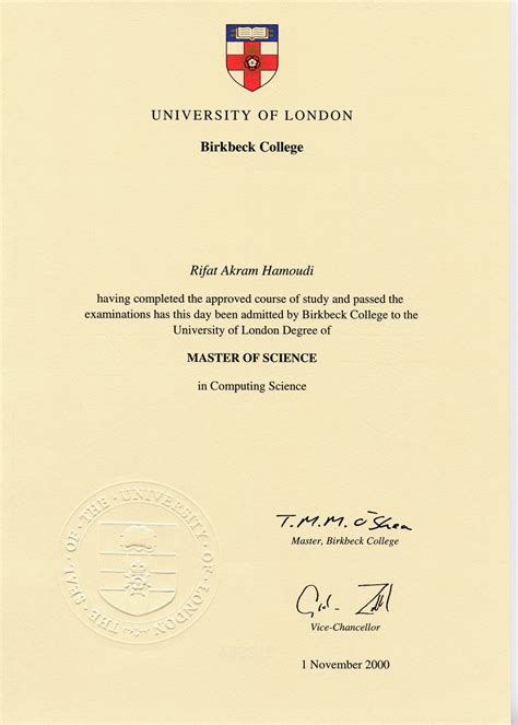 College University University College London Degree Certificates