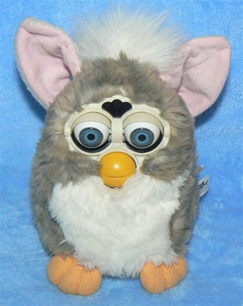 Original Furby Grey And White Blue Eyes Pink Ears Mohawk