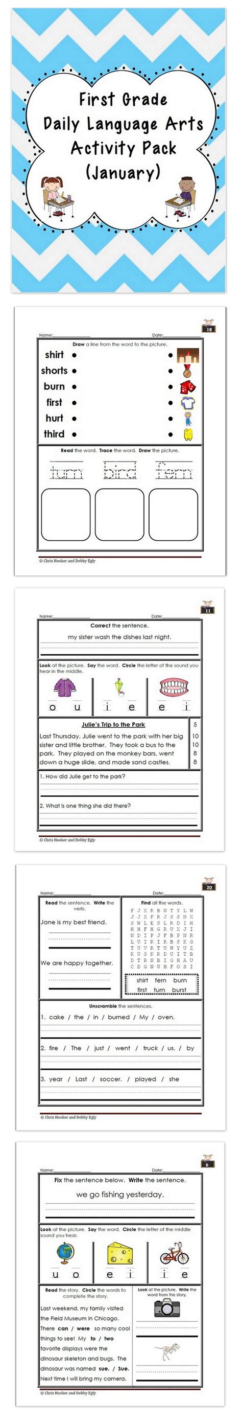 Students will cut and paste the nouns and verbs into the correct sorting box. 1st Grade Language Arts Worksheet Pack (January) {Common ...