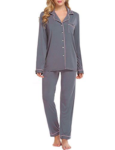 Ekouaer Pajama Set Womens Comfort Long Top And Bottom Sleepwear Sets