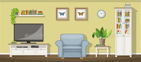 Living Room Cartoon Illustration Of A Cartoon Interior Cozy Living