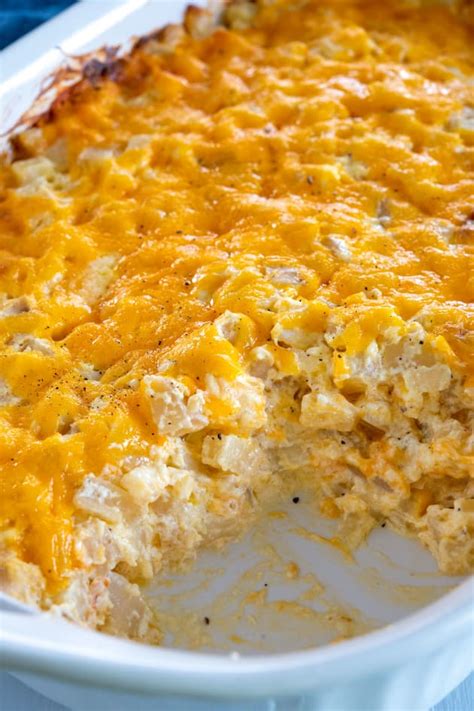 We would absolutely eat these as a main but would go great along something hearty like a crispy roast chicken. Cheesy Hashbrown Potato Casserole Recipe - Food Fanatic