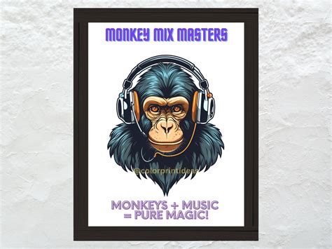 Original Dj Monkey Poster Fun Monkey Wall Art Vibrant Art Etsy