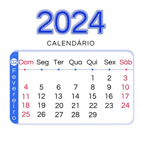 Calendário Português De Fevereiro Azul 2024 Png 2024 Português