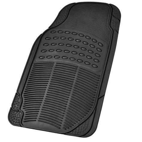 Black Rubber Car Floor Mats Front 2 Piece Set All Weather Protection