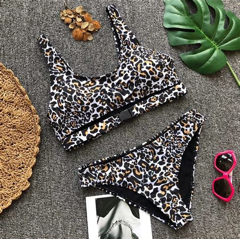 2018 Leopard Bikini Set Wome Swimsuit Halter Swimwear Bathing Suit