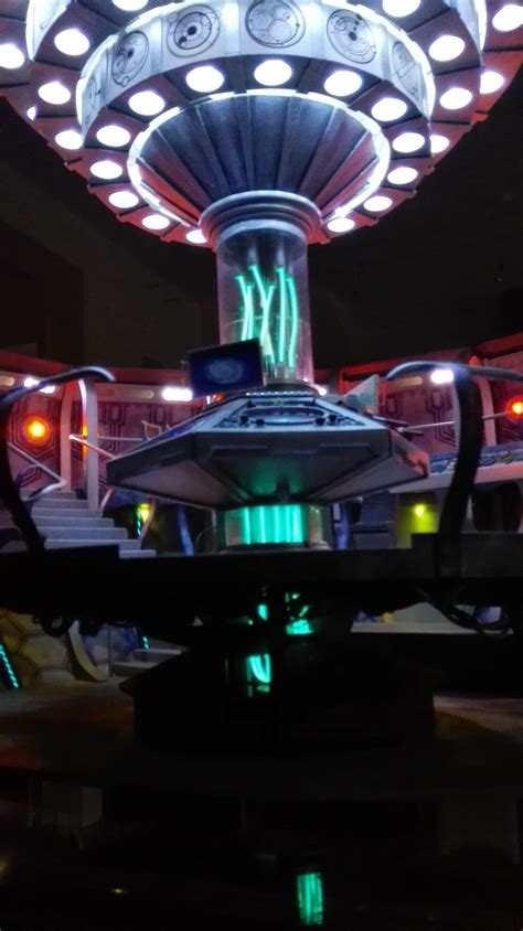 A Shot Of The Model Tardis Showing The Main Console And Whirly Gig Above