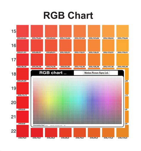 Free Printable Rgb Color Chart Templates Printable Download