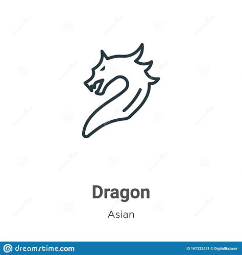 Dragon Outline Vector Icon Thin Line Black Dragon Icon Flat Vector