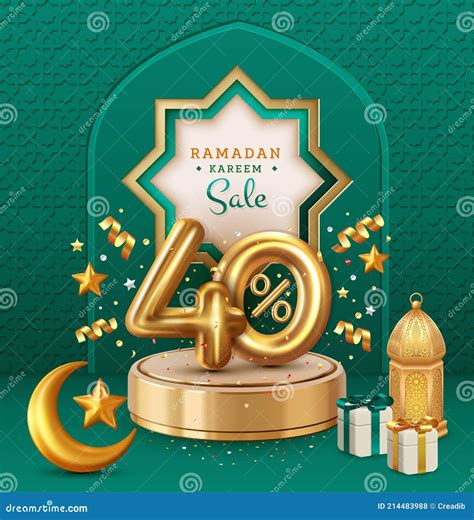 Realistic Ramadan Kareem Sale Discount Poster Stock Vector
