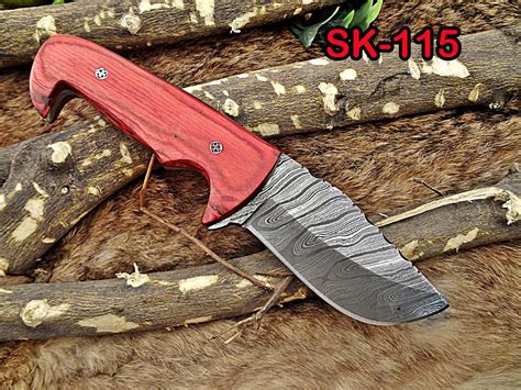85 Long Damascus Steel Hand Forged Compact Skinning Knife 4 Clip