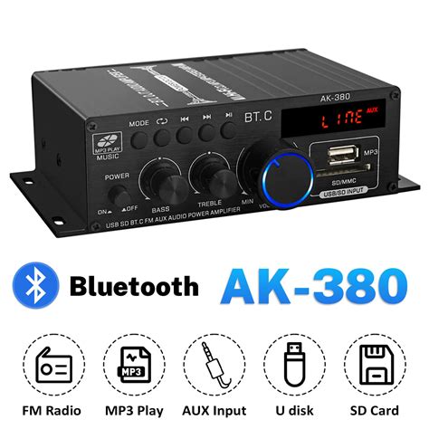 800W 2 Channel Bluetooth Mini HIFI Power Amplifier Audio Stereo