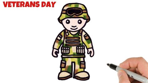 How To Draw Soldier Veterans Day Youtube