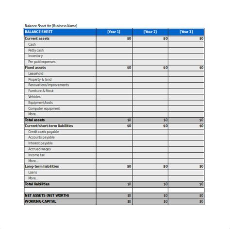 Balance Sheet Template 16 Free Sample Example Format Download